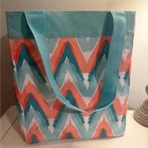 Thirty-One Essential storage tote teal and pink Chevron